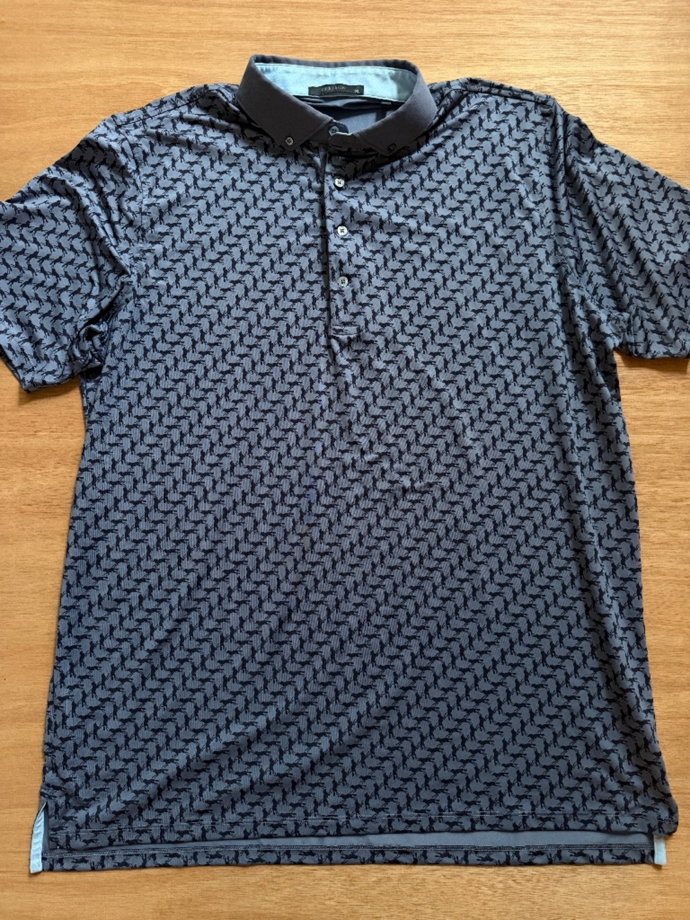Greyson performance golf polo shirt men's XL blue all over howling wolf print